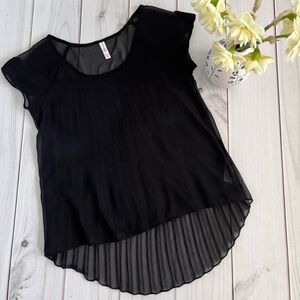 Elegant Black Sheer Women's Top